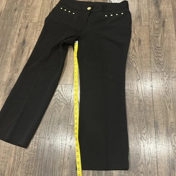 Anne Klein Trousers Dress Pants 12P Black w Gold Hardware - Picture 2 of 16